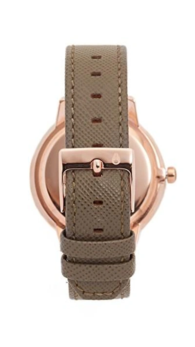Shop Nixon Kensington Leather Watch In Rose Gold/taupe