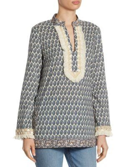 Shop Tory Burch Cotton Fringed Tunic In Elise Paisley