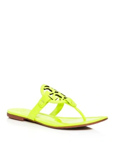 Tory Burch Miller Patent Leather Thong Sandals In Fluorescent Yellow