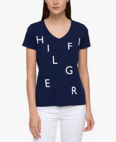 Tommy Hilfiger Graphic T-shirt, Created For Macy's In Navy/ivory