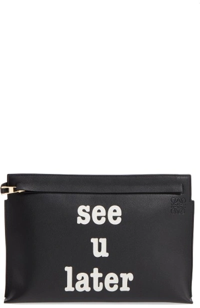 Loewe See U Later Leather Clutch In Black/white