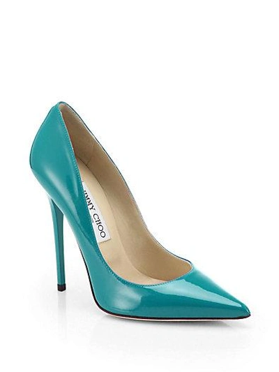 Shop Jimmy Choo Anouk Patent Leather Pumps In Off White
