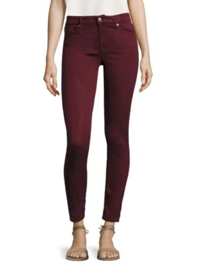 7 For All Mankind The Ankle Skinny Mid-rise Cropped Jeans In Mulberry