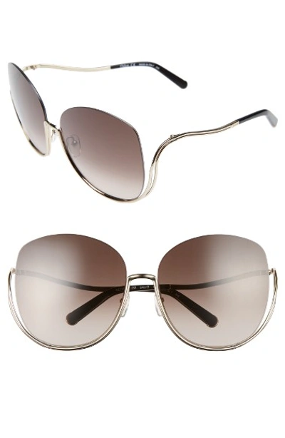 Shop Chloé Milla 64mm Oversize Sunglasses In Gold/ Black