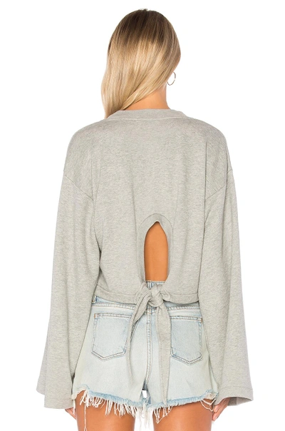 Shop Alexander Wang T Tie Back Crop Sweatshirt In Gray