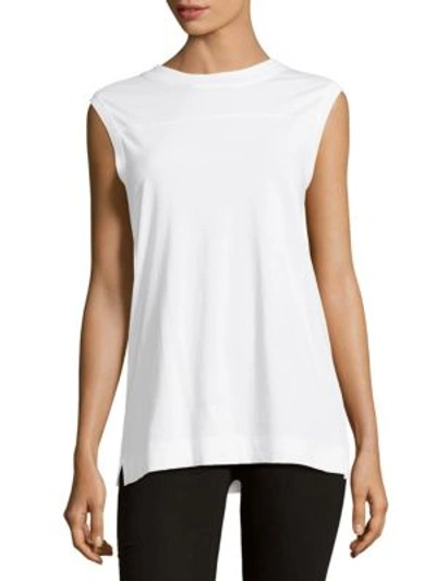 Adam Lippes Solid Sleeveless Cotton Top In White