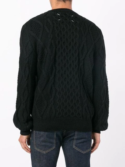 Shop Maison Margiela Cable Knit Jumper - Black