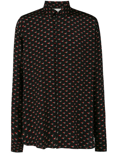 Saint Laurent No Smoking Print Shirt In Black