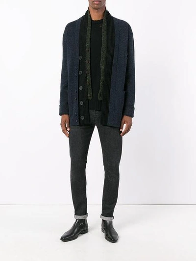 Shop Maison Margiela Layered Placket Cardigan In Blue