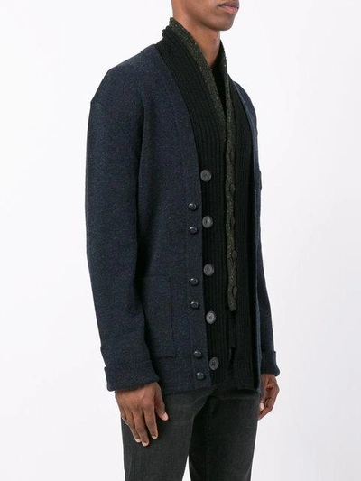 Shop Maison Margiela Layered Placket Cardigan In Blue