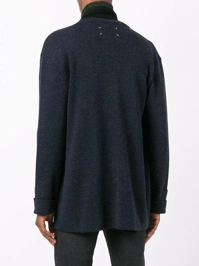 Shop Maison Margiela Layered Placket Cardigan In Blue