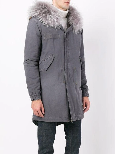 Shop Mr & Mrs Italy Trimmed Hood Mid Parka In Grey