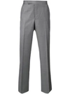 Thom Browne Classic Backstrap Side Tab Wool Pants In Grey