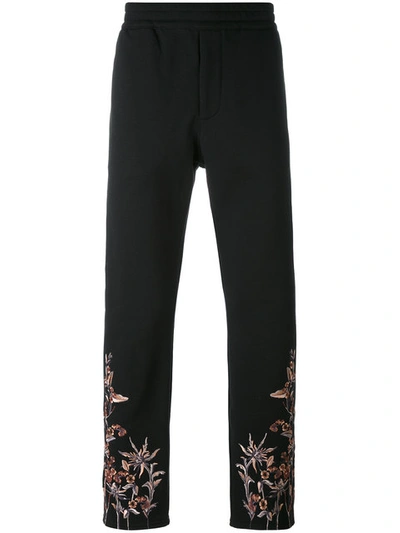 Alexander Mcqueen Black Embroidered Lounge Pants