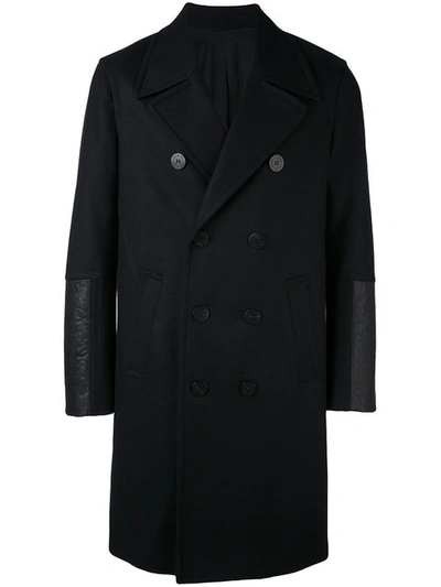 Neil Barrett Contrast-cuff Wool-blend Coat In Black