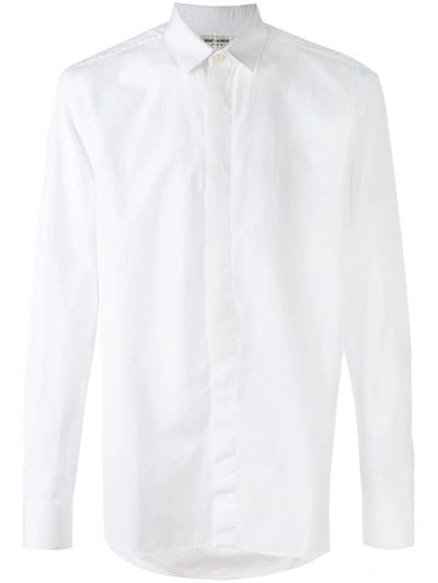 Saint Laurent Hemd Mit Verdeckter Knopfleiste In White