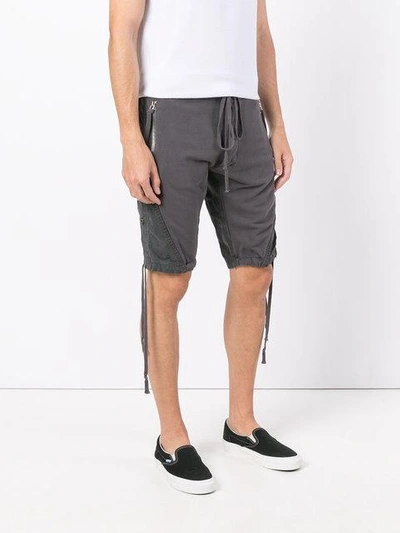 Shop Greg Lauren Drawstring Shorts - Grey