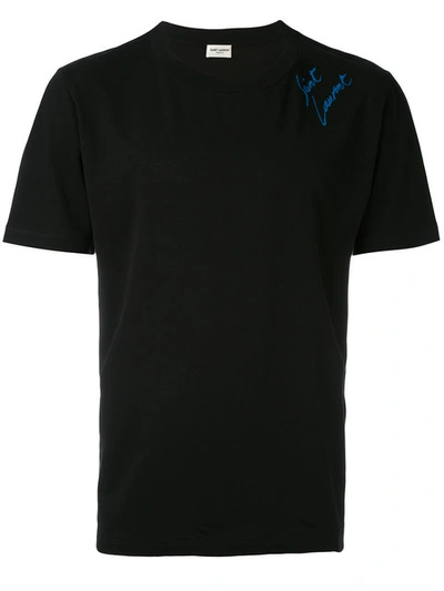 Saint Laurent Logo-print Cotton-jersey T-shirt In 1044 Black/blue