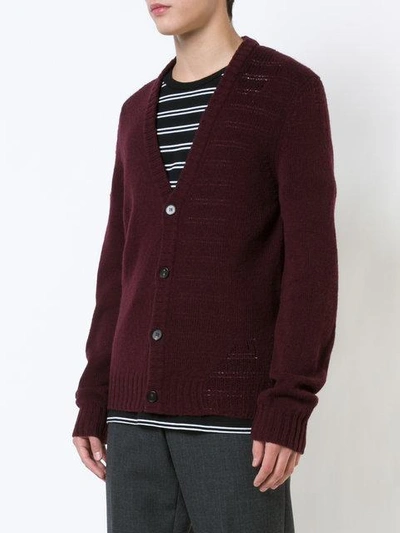 Shop Maison Margiela Knitted Cardigan In Red