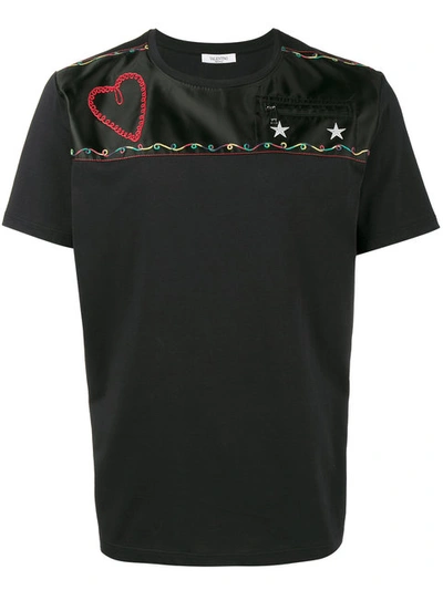 Valentino Cotton T-shirt With Embroidered Cuprum Detail In Black