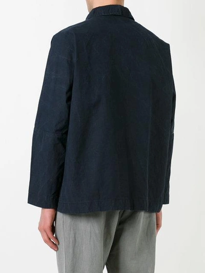 Shop Casey Casey Washed-out Effect Short Jacket In Blue