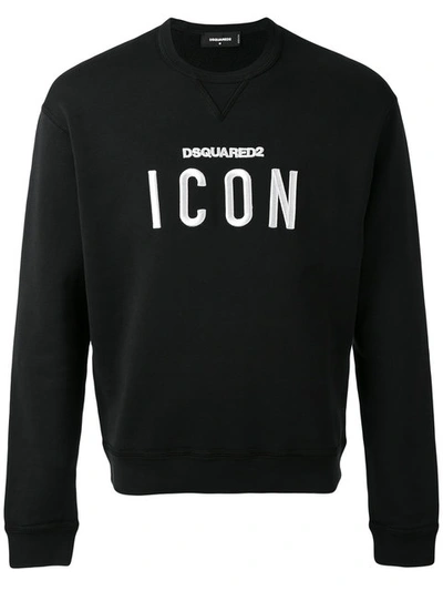 Dsquared2 Icon-print Cotton-jersey Sweatshirt In Black