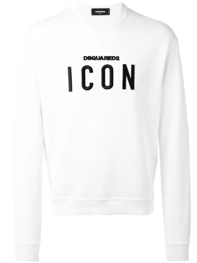 Dsquared2 Icon Embroidered Cotton Sweatshirt In White