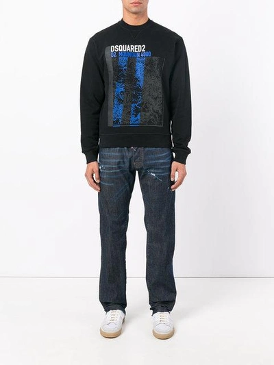 Shop Dsquared2 Distressed Straight Leg Jeans In Blue