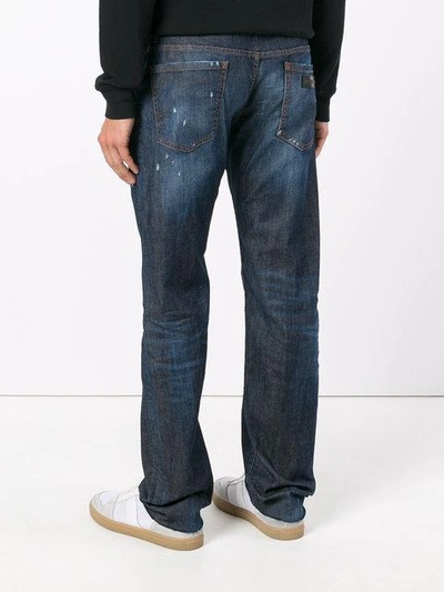 Shop Dsquared2 Distressed Straight Leg Jeans In Blue