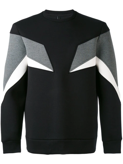 Neil Barrett Geometric-panel Stretch-neoprene Sweatshirt In Black