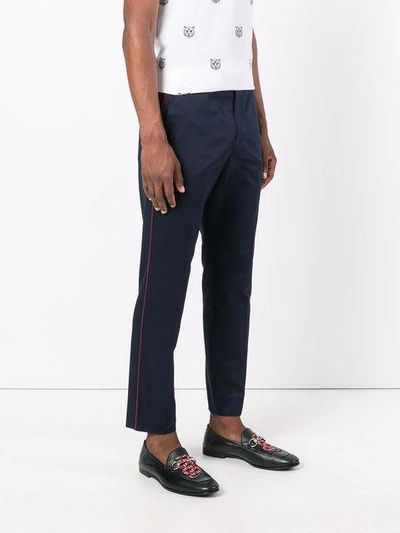 Shop Gucci Web-trimmed 60s Trousers In Blue