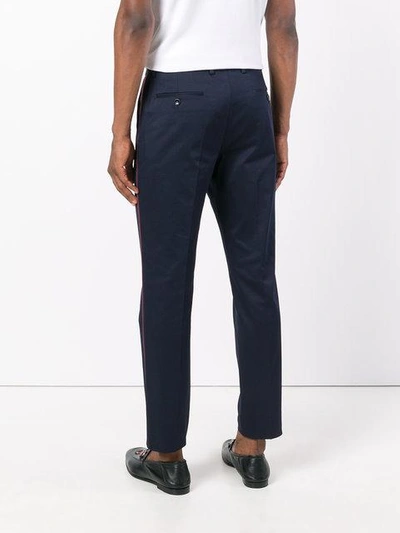 Shop Gucci Web-trimmed 60s Trousers In Blue