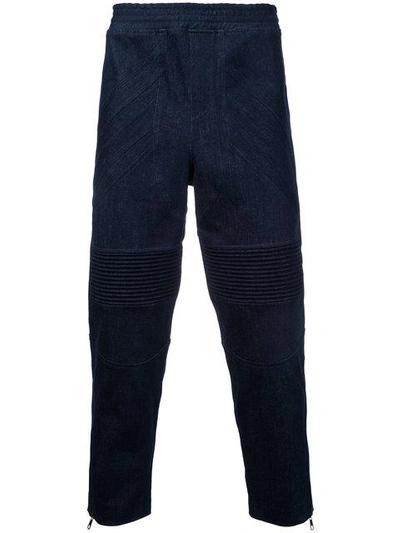 Shop Neil Barrett Cropped Biker Trousers In Blue