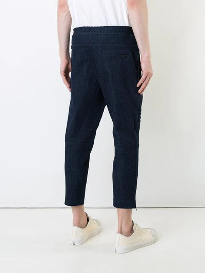 Shop Neil Barrett Cropped Biker Trousers In Blue