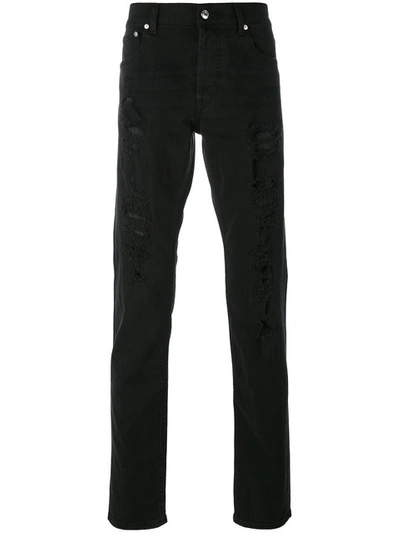 Shop Alexander Mcqueen Embroidered Jeans In 1001 Black Stonewashed