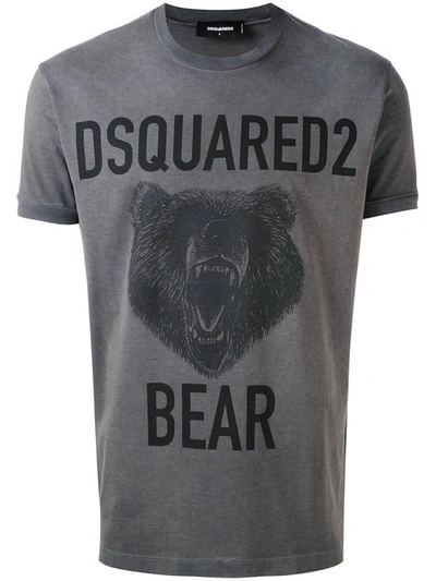 Dsquared2 Bear Printed T-shirt In Grigio