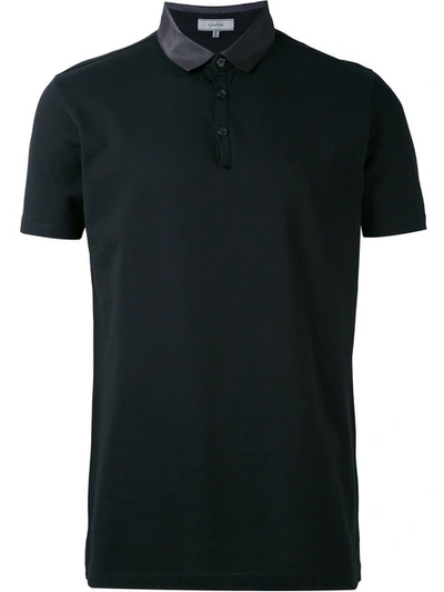 Lanvin Silky Collar Polo Shirt In Black