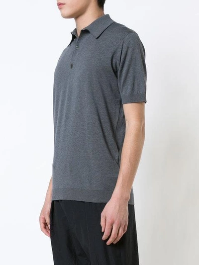 John Smedley Adrian Ribbed-knit Polo Shirt In Grey
