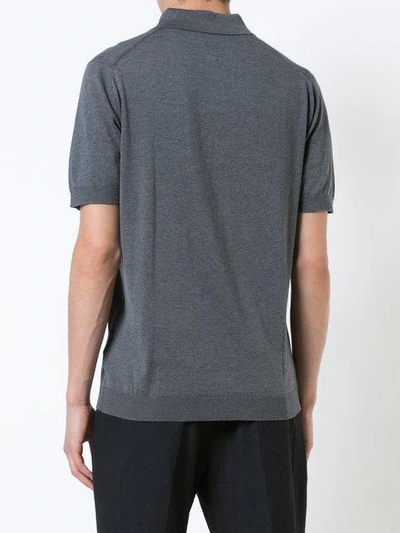 John Smedley Adrian Ribbed-knit Polo Shirt In Grey