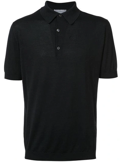 Shop John Smedley Adrian Polo Shirt In Black