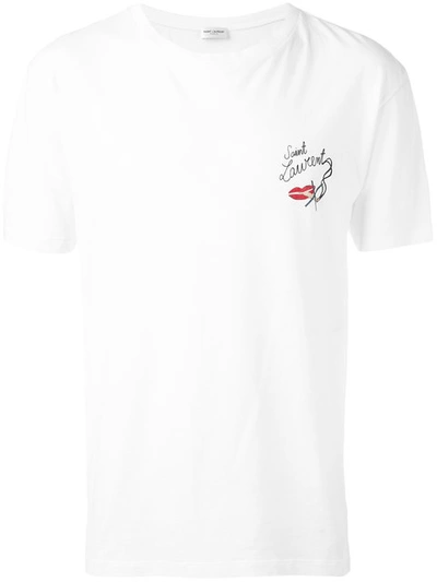 Shop Saint Laurent White No Smoking Logo T Shirt