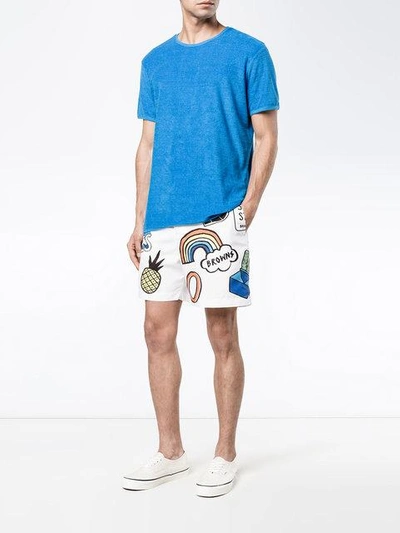 Shop Orlebar Brown Multi Print Swim Shorts In White