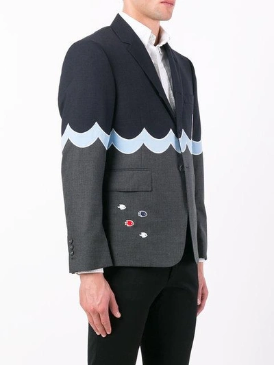 Shop Thom Browne Boat Motif Blazer In Blue