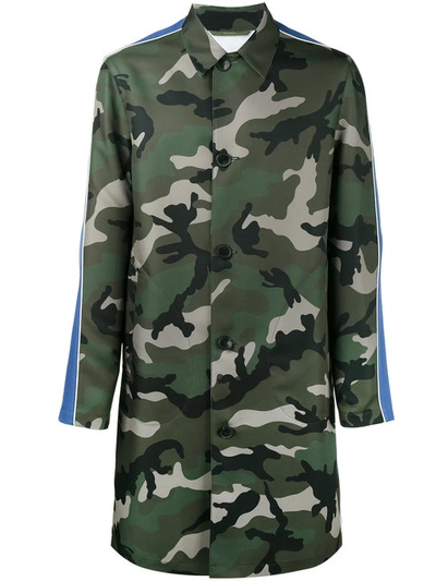 Valentino Camouflage-print Twill Trench Coat In Military Green