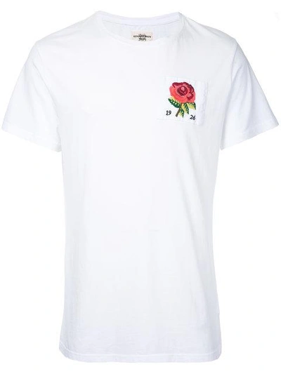 Shop Kent & Curwen Embroidered Rose T-shirt In White