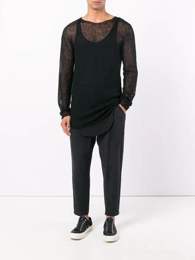Shop Rick Owens Sheer Knitted Top In Black