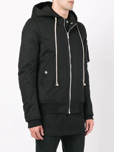 Shop Rick Owens Flight Hooded Bomber Jacket In Black