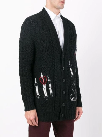 Shop Valentino Embroidered Cardigan - Black