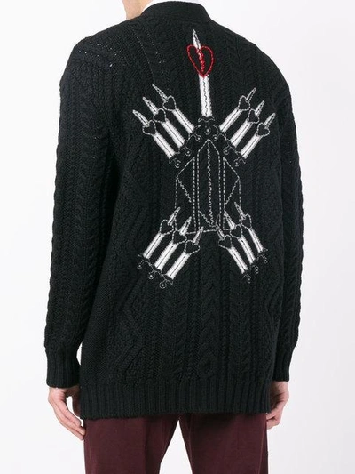 Shop Valentino Embroidered Cardigan - Black