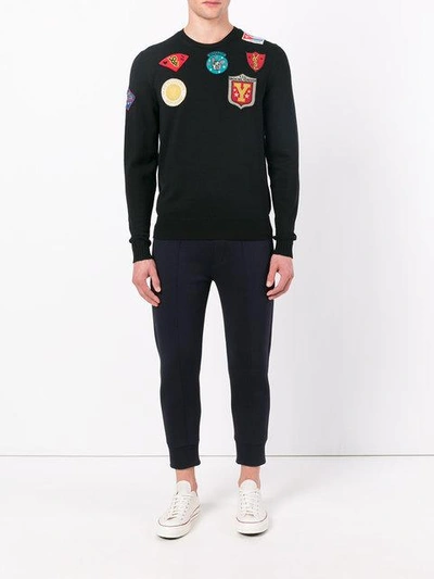 Shop Saint Laurent Multi Patch Sweatshirt - Black